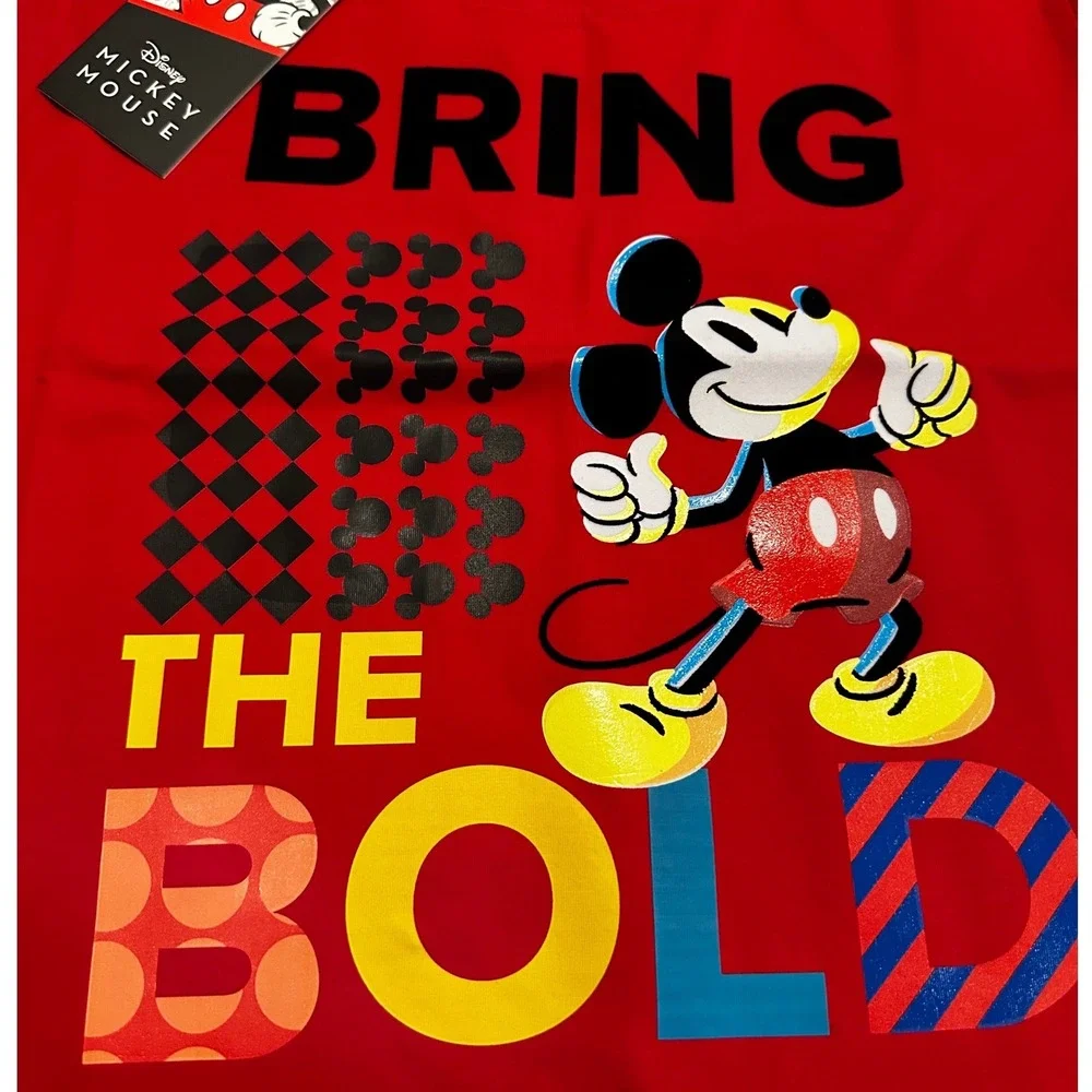 Freeze Max Disney Mickey Mouse T-Shirt Womens M Red Bring The Bold Boxy NWT